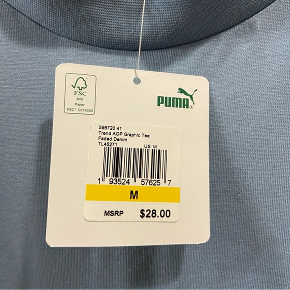 Puma Light Blue Graphic Tee - Men’s Medium - Picture 3 of 4